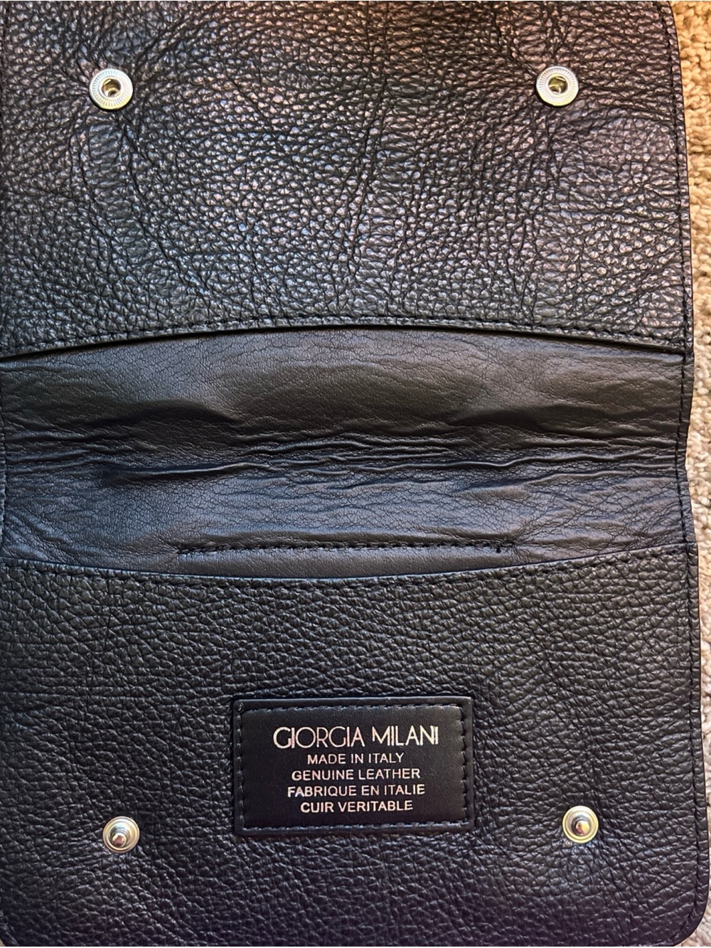 Giorgia Milani Black Genuine Leather hip/waist wallet fits over belt